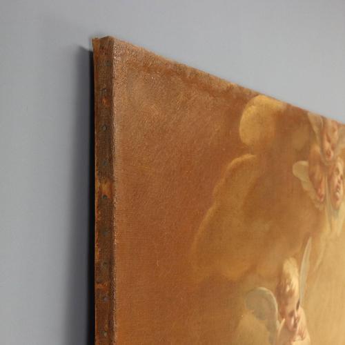 Emilian School, Madonna with Child and Angels, 18th Century, Oil on Canvas For Sale - Image 13 of 15