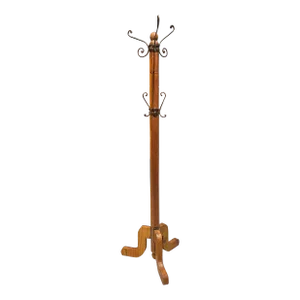 Vintage Hand-Hewn Timber & Iron Coat Hat Rack From Mexico