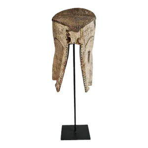 Large Old Rare Double Fang Mask on Stand