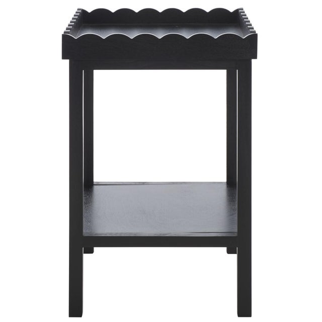 Wood Starlyn Scalloped Accent Table in Matte Black For Sale - Image 7 of 8