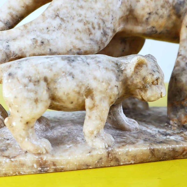 Feline with Cubs Figurine in Marble For Sale - Image 4 of 12