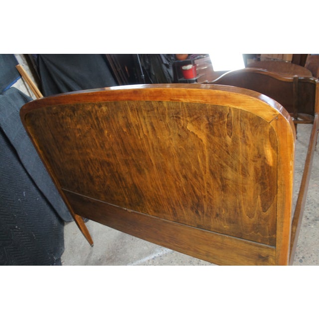 Antique French Louis XVI Burl Walnut Full Size Bed W Wrap Around Footboard For Sale - Image 9 of 13