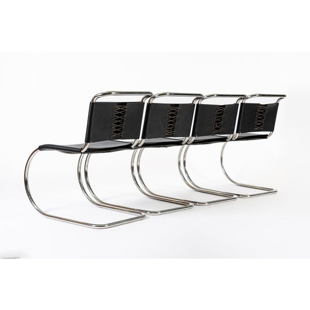 Knoll Bauhaus Mid Century Mr 10 Black Side Chairs by Mies Van Der Rohe for Knoll For Sale - Image 4 of 14