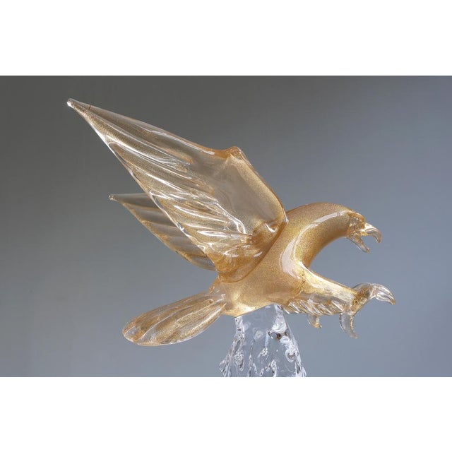 Mid-Century Italian Murano Glass Eagle Sculpture with Gold Leaf by Arnaldo Zanella, 1970s For Sale - Image 11 of 18