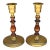 Vintage Handmade Moroccan Brass & Wooden Candlesticks, S/2 For Sale