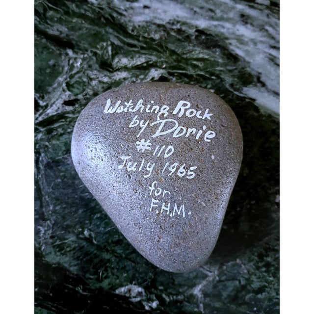 Mesmerizing, vintage 1965 hand-painted artwork on rock paperweight. Designed by a Florida West Coast artist Dorie, signed...