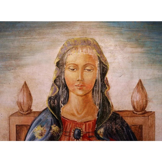 Renaissance-style tear-off fresco, made in the 1980s painted on plaster and later repainted on canvas.