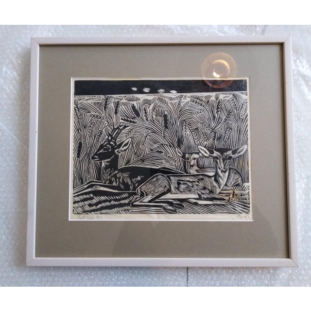 Axel Salto, Deer, Woodcut, 1933 For Sale - Image 6 of 8