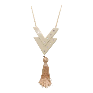 Vintage 1986 Valentino Vv Off White Perfume Tassel Necklace