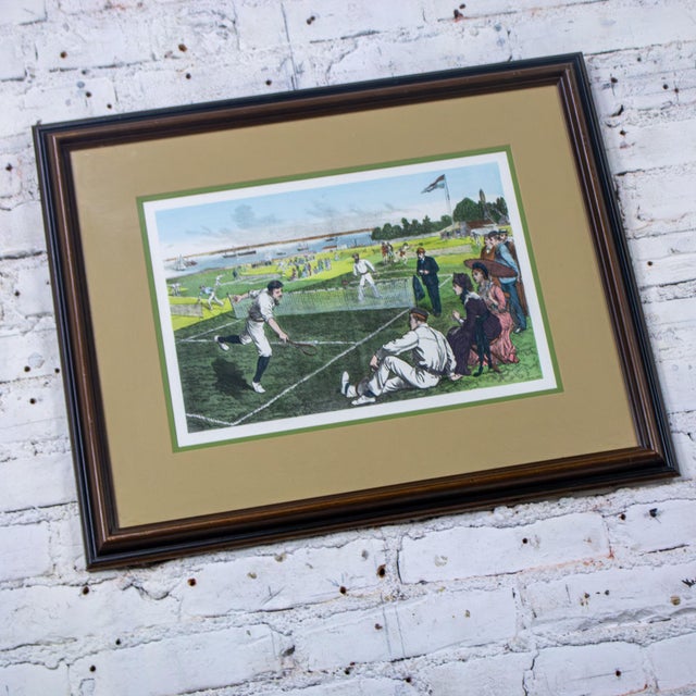 1970s 1971 Hand Colored Lithograph Framed Art First National Lawn-Tennis Tournament in Staten Island, Ny For Sale - Image 5 of 18