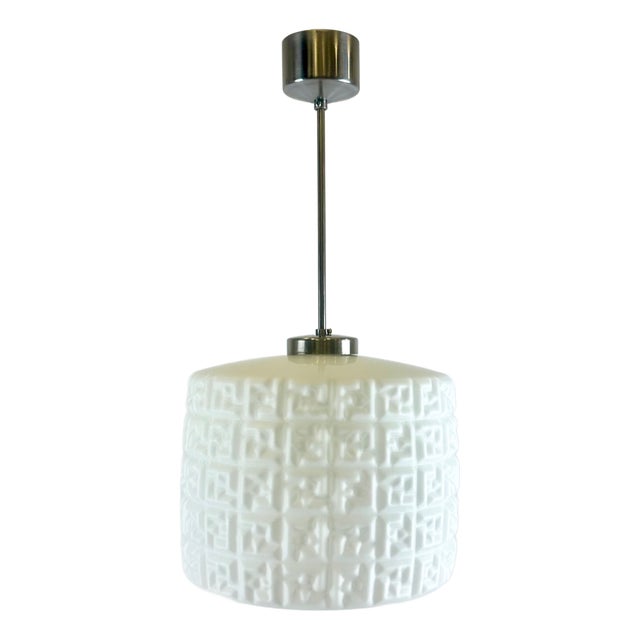Mid-Century Czech Milk Glass Pendant Lamp from Napako, 1960s For Sale