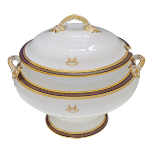 Mid 20th Century Spode Large 10"h Cobalt Blue Covered Soup Tureen Large Armorial