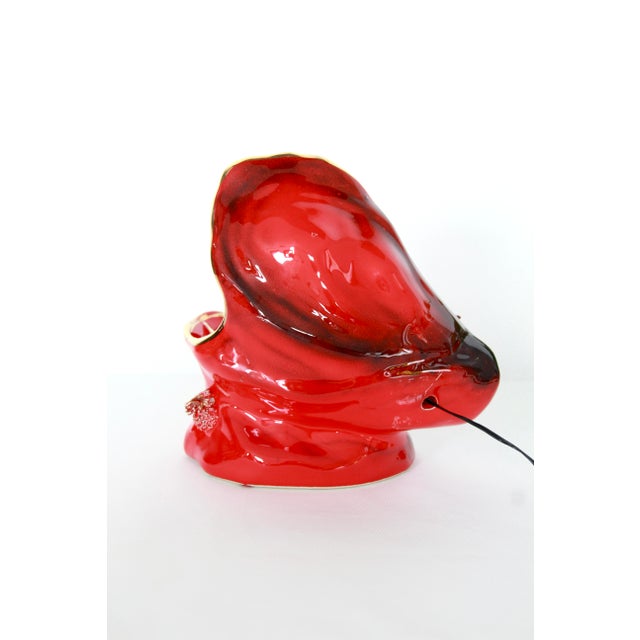 Red Vintage Kitsch Ceramic Lamp from Vallauris, France, 1960s For Sale - Image 8 of 12
