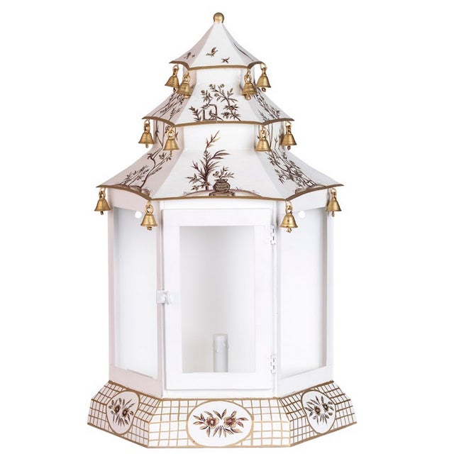 Chinoiserie Ivory & Gold Pagoda Sconce For Sale - Image 3 of 3