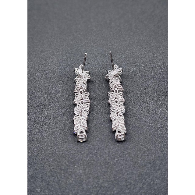 Metal 8.72 Ct Marquise Diamond Drop Earrings, Pair For Sale - Image 7 of 8