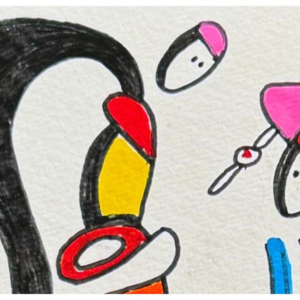 2020s We Are One in Three Colors — Nathalie Gribinski — Small Abstract Figurative Drawing (8 X 8 In, 2025) For Sale - Image 5 of 6