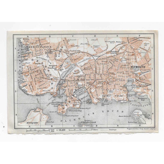 English Antique Map of Plymouth England For Sale - Image 3 of 3