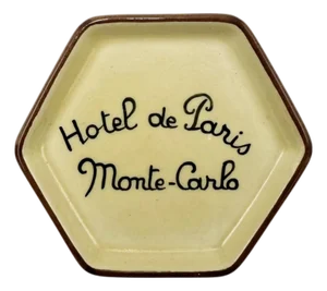 Vintage Hotel De Paris Monte Carlo Ceramic Ashtray Beige