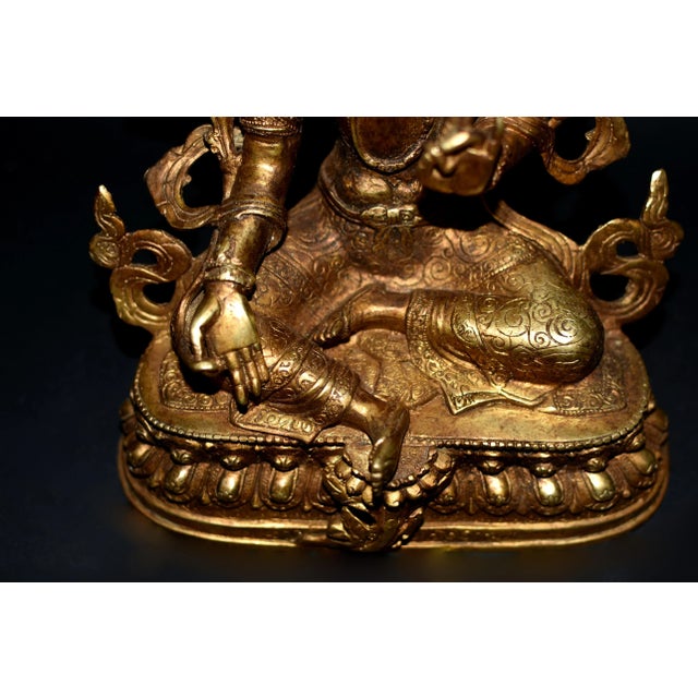 Mid 20th Century Green Tara Tibetan Gilt Bronze 12" For Sale - Image 5 of 12