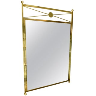 Vintage Modernist Billy Haines Style Polished Brass Mirror For Sale