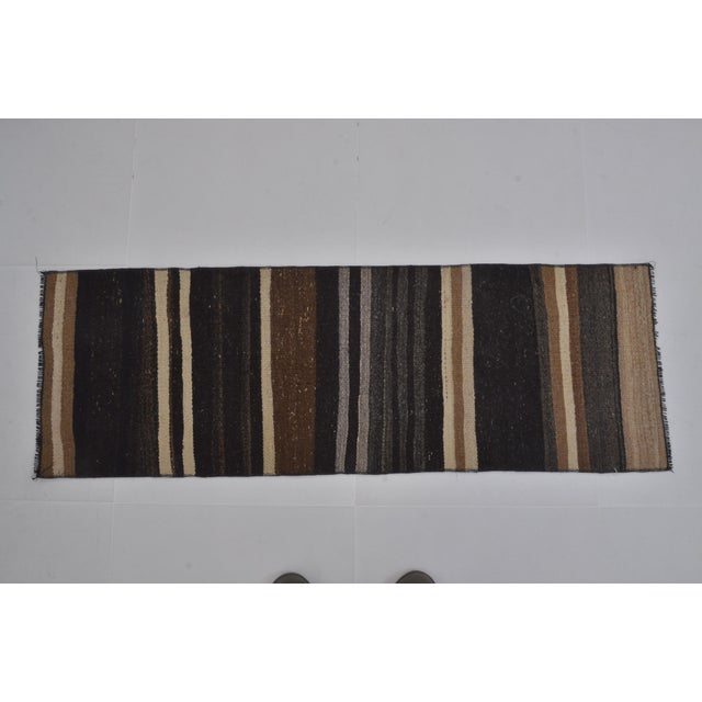 1960s Decorative Anatolian Kurdish Stripe Kilim Rug For Sale - Image 9 of 10