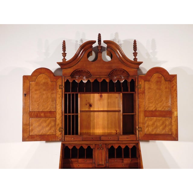 Rare Antique Wright Table Co. Tiger Maple Cherry Pine Chippendale Secretary Desk For Sale - Image 18 of 18
