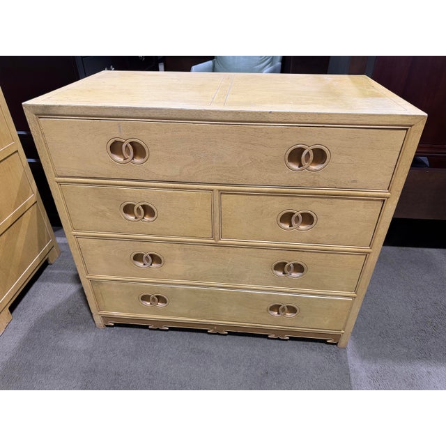 Elevate your space with this exceptional pair of Baker Furniture chests from the iconic Michael Taylor “Far East...