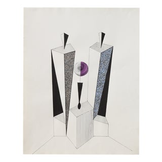 Ernst Geitlinger, Couple at the Table, 1965, Mixed Media on Paper For Sale