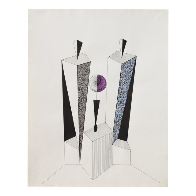 Ernst Geitlinger, Couple at the Table, 1965, Mixed Media on Paper For Sale