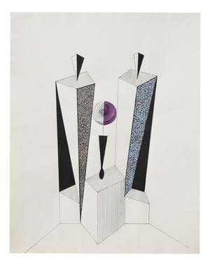 Ernst Geitlinger, Couple at the Table, 1965, Mixed Media on Paper