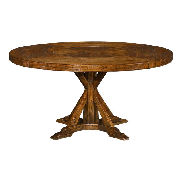 Rustic Round Walnut Dining Table For Sale