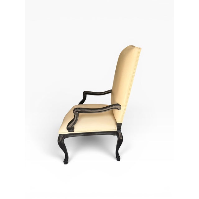 Kreiss Cream Leather Chippendale Style Armchairs – Pair For Sale - Image 9 of 15