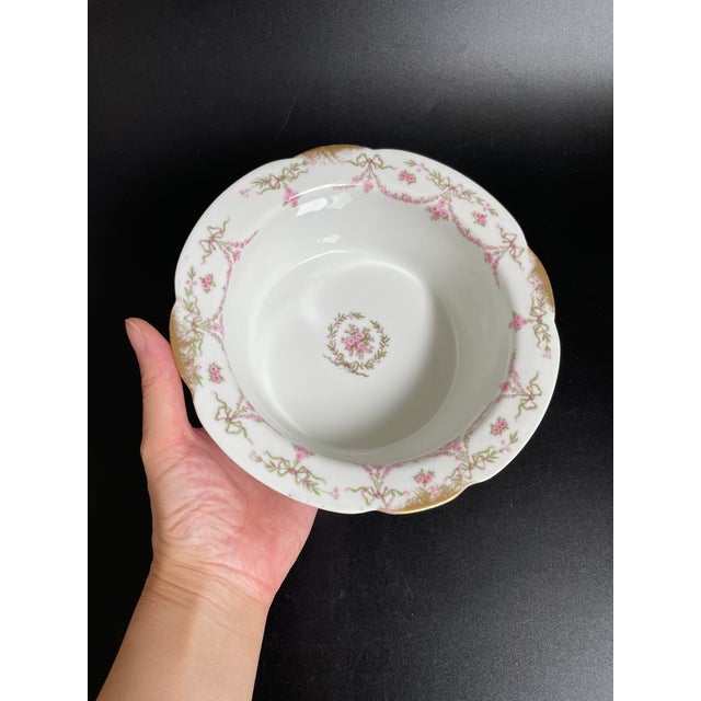 Antique Limoges Rose Swag Souffle Dish With Gold Accents by Charles Ahrenfeldt For Sale - Image 10 of 10