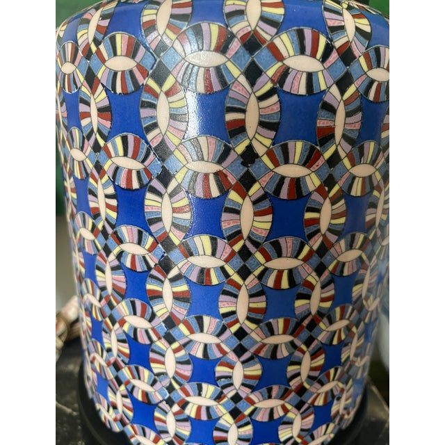 1989 Tyndale Blue Kaleidoscope Lamp For Sale - Image 9 of 9