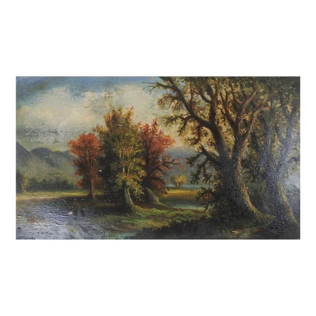 Antique Continental Forest Landscape Painting For Sale