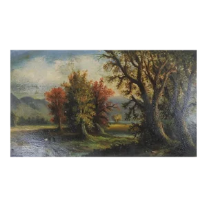 Antique Continental Forest Landscape Painting