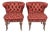 Pair of Chinoiserie Tufted Red Barrel Back Slipper Chairs For Sale