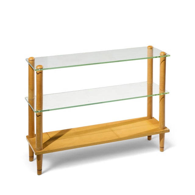 Gilbert Rohde Style Mid Century Glass and Walnut Console Table For Sale In Chicago - Image 6 of 9
