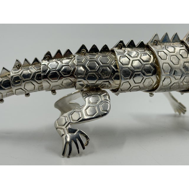 Emilia Castillo Articulated Silver-Plated Brass Lizard Sculpture, Mexico 1980's For Sale - Image 14 of 18