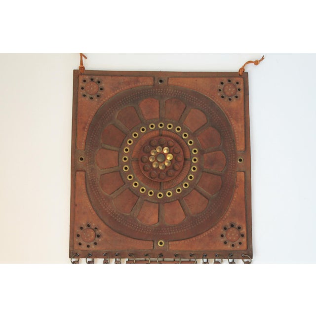Arts & Crafts Vintage Handmade Leather Wall Hanging Art For Sale - Image 3 of 7