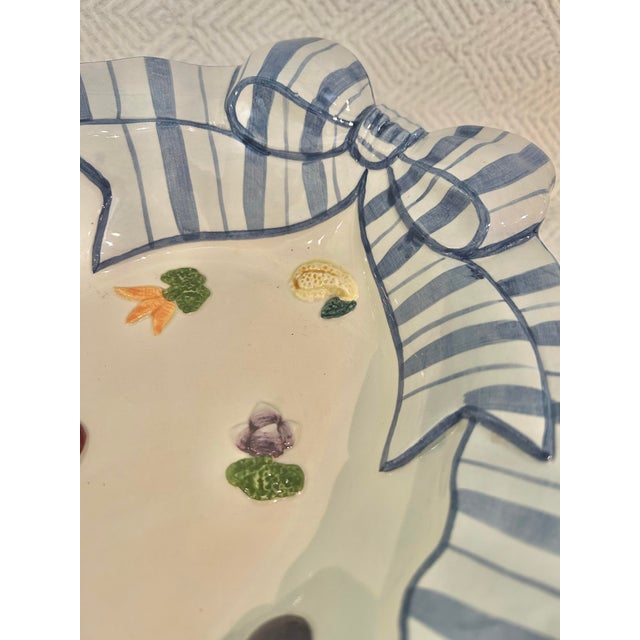 1990s 1994 Fitz and Floyd “Petits Vegs” Blue and White Serve Bowl For Sale - Image 5 of 10