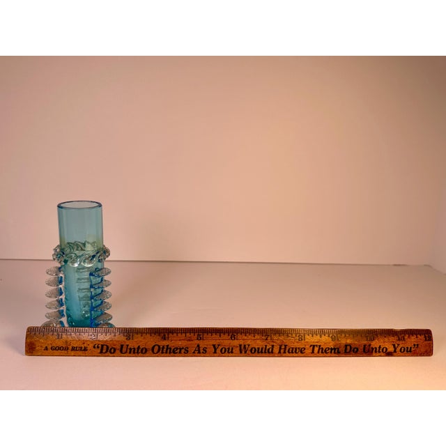 Antique Moser Blue Crystal Bud Vase: Applied Rigaree Art Glass For Sale - Image 9 of 9