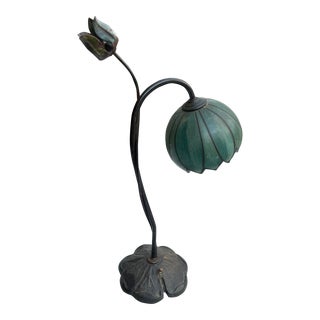 Vintage Green Tulip Lamp For Sale