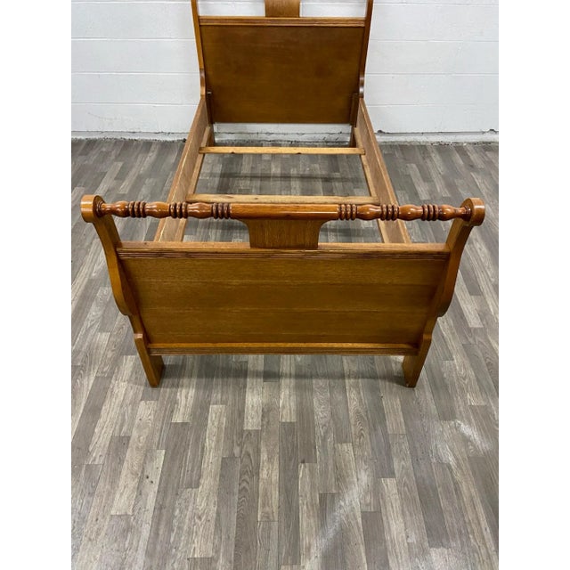 Vintage Twin Size Tiger Oak Sleigh Bed Chairish