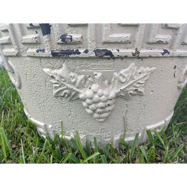Pair of Mid-Century Cast Stone Greek Key & Grapevine Tub Planters - Asheville Estate For Sale In Mobile - Image 6 of 9