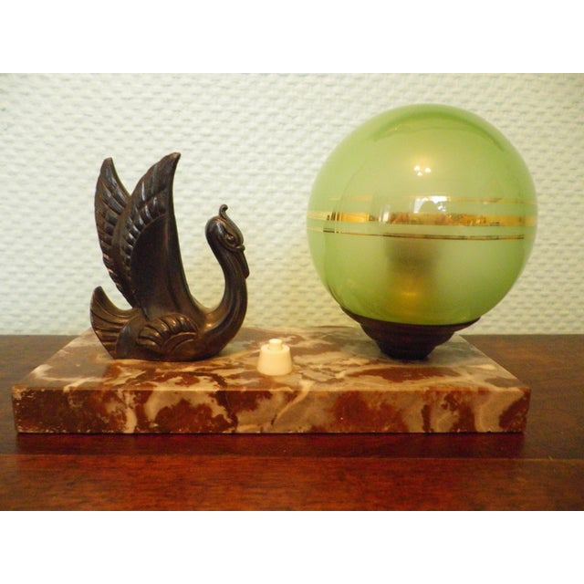 Vintage Table Lamp with Opaline Lampshade, 1940s, in Good conditions. Designed 1920 to 1949 European Plug (up to 250V).The...