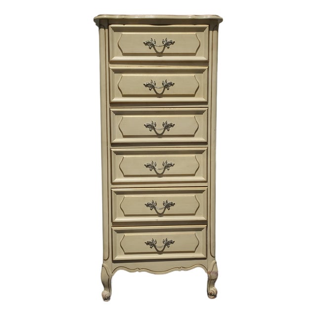 Vintage French Provincial Authentic Henry Link Lingerie Tallboy Dresser W Brass For Sale