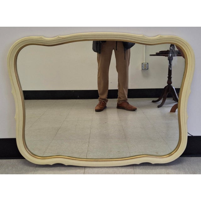 French Provincial Mid Century French Provincial Style Cream Painted Frame Wall Mirror For Sale - Image 3 of 6