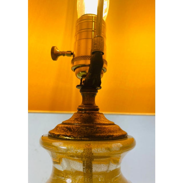 Italian Mid Century Italian Marano 24 Karat Gold Fleck Lamp Over Opalescent White Cased Glass by Barovier & Toso For Sale - Image 3 of 13