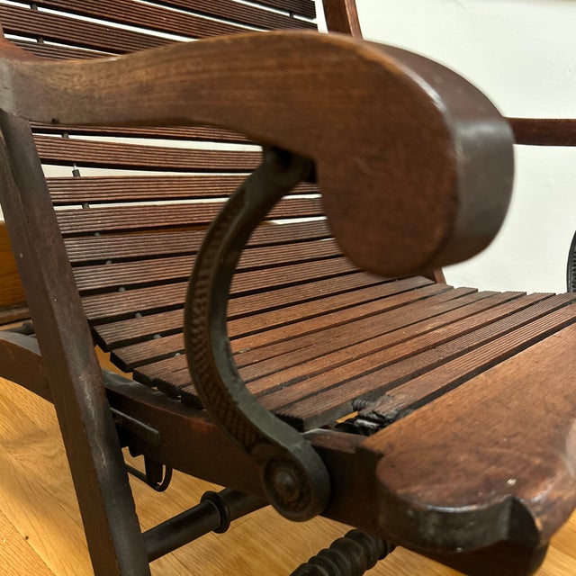 Brown Late 19th Century Victorian Slat Wood Rocking Chair For Sale - Image 8 of 12